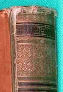 Rozerwanie i ubytek zdobionego grzbietu oprawy p�p��ciennej